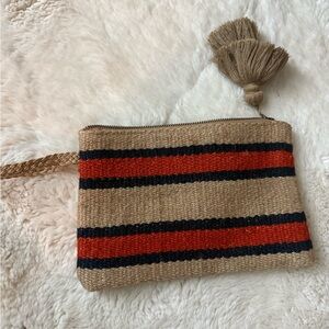 J. Jill Tan and Red Striped Clutch